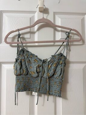 Garage Sage Floral Smocked Cropped Cami